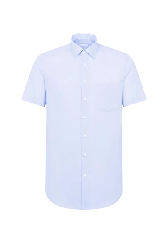 Seidensticker Men's Business Shirt - Regular fit - Non-Iron - Kent Collar - Short Sleeves - 100% Cotton