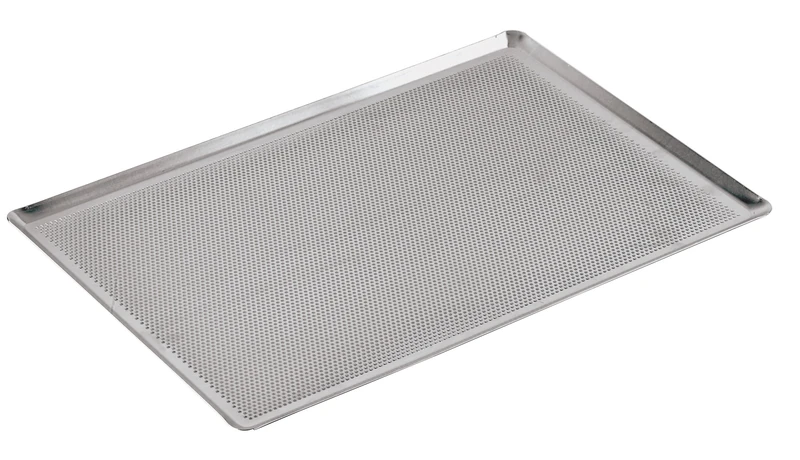 Paderno World Cuisine 15 3/4 Inch by 11 7/8 Inch Perforated Aluminum Baking Sheet with 45 Degree Angled Sides
