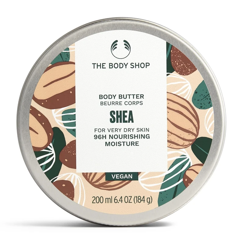 The Body Shop Shea Body Butter (1x 200ml), Shea Butter Body Moisturiser, Body Cream for Dry Skin, 96H Nourishing Moisture, Body Care, Non-Greasy, Non-Sticky Vegan Formula