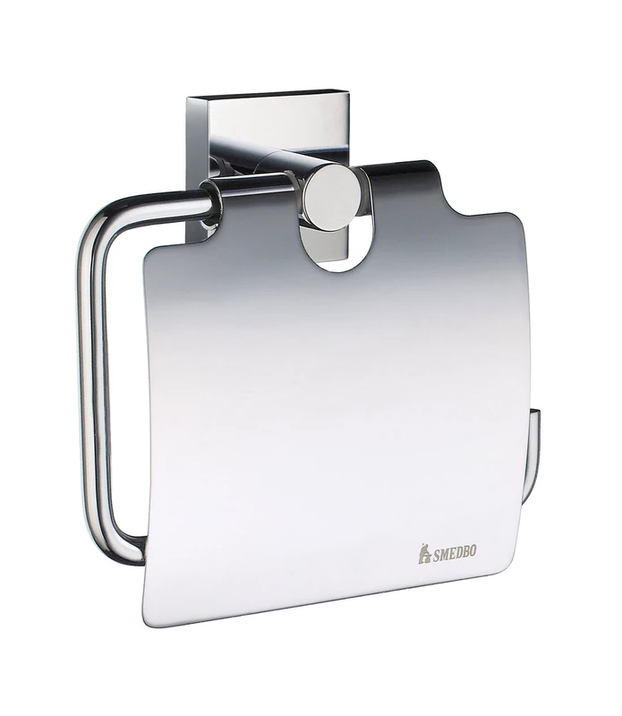 Smedbo "House" Chromed Toilet Roll Holder with Lid, Polished Chrome, Silver, 11.5 x 11.2 x 4.5 cm