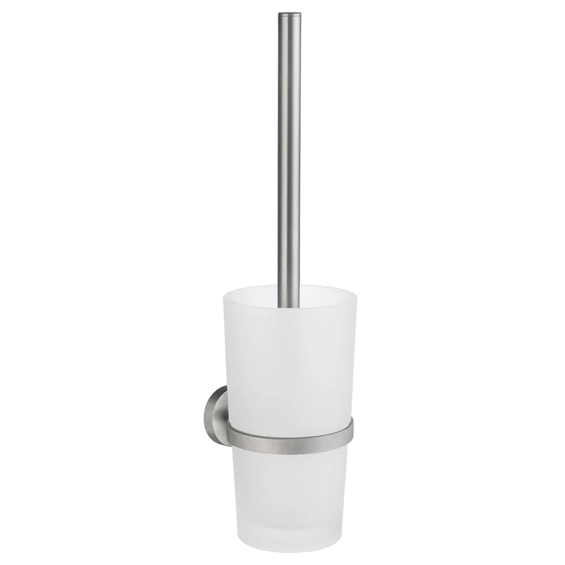 Smedbo Wall Mounted Toilet Brush and Holder, Silver/White, 10.8 x 11 x 41 cm