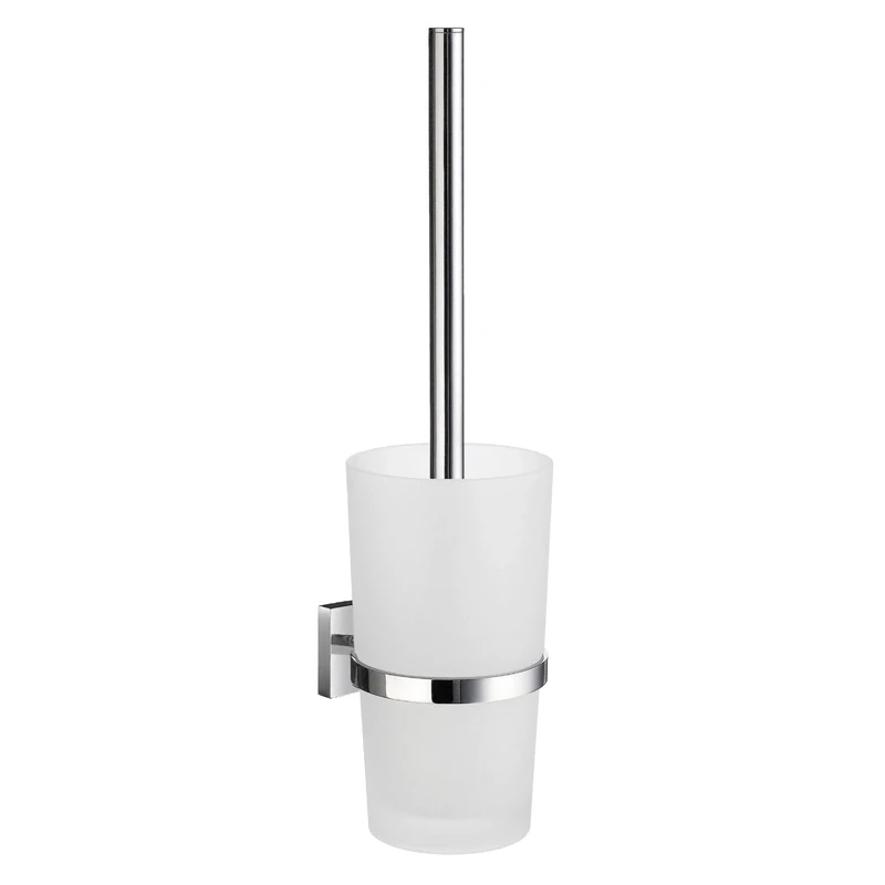 Smedbo House Toilet Brush with Glass Container, Porcelain, Polished Chrome
