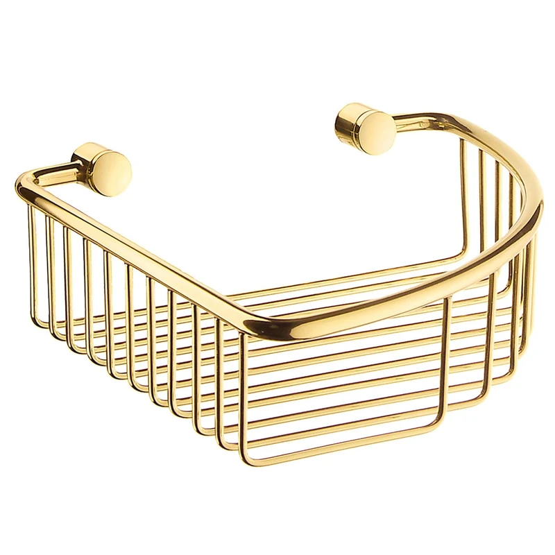 Smedbo Brass Polished "Villa" Corner Soap Basket, Gold, 20 x 20 x 6 cm