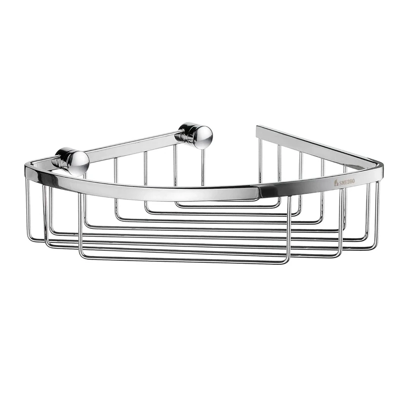 Smedbo Sideline Corner Soap Basket, Brass, Silver, 19.5 x 19.5 x 6 cm