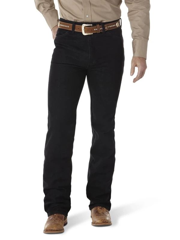 Wrangler Men's Cowboy Cut Slim Fit Stretch Boot Cut Jean PANTS, Black Stretch, 40W / 32L