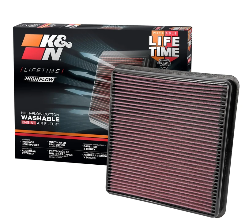 K&N Engine Air Filter: High Performance, Premium, Washable, Replacement Filter: Compatible with 2007-2019 Toyota/Lexus V8 Truck and SUV (Land Cruiser, Tundra, Sequoia, LX 570), 33-2387