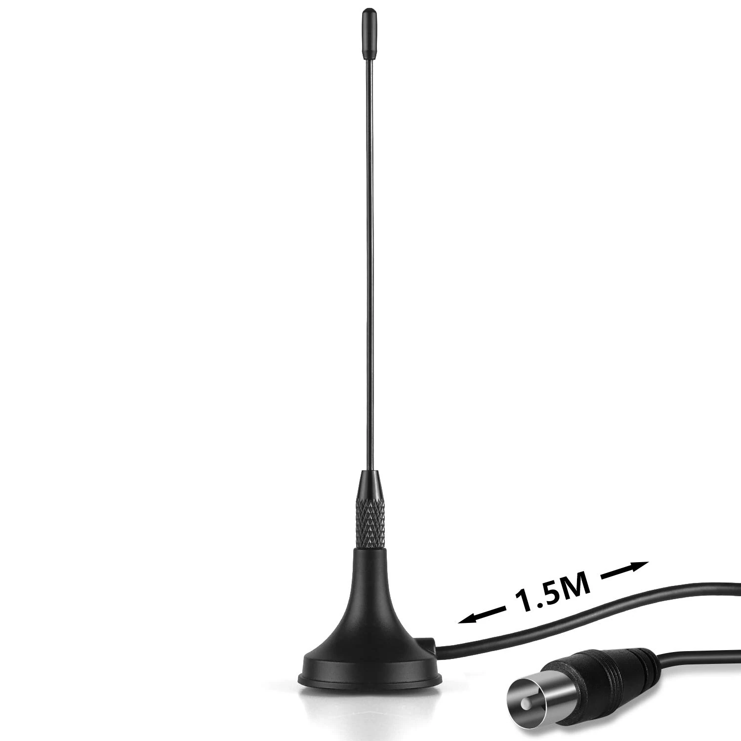 August DTA180 Portable TV Aerial – Mini Indoor Freeview HD Antenna for DVB-T2, USB Tuners, 4K TVs, Set Top Boxes – Magnetic Base, 1.5m Coaxial Cable – Black