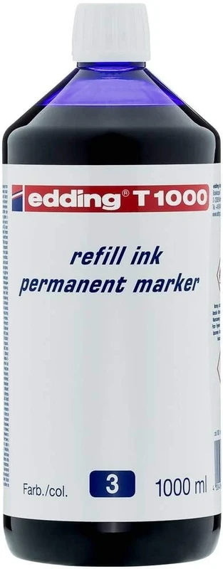 Edding T 1000 Refill Ink Permanent Marker - Blue - 1000 Ml - with Drop Dispensing System, for Quick Refilling of Almost All Edding Permanent Markers