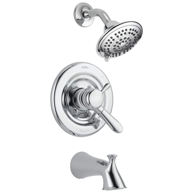 Delta Lahara 17 Series Dual-Function Tub and Shower Trim Kit with 5-Spray Touch Clean Shower Head, Chrome T17438 (Valve Not Included)