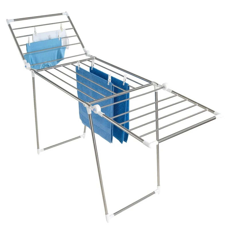 WENKO 3774014100 Dual-Wing Laundry Dryer Profi Plus - with Set of Accessories, 15 m Drying Length, Collapsible, Stainless Steel, 196 x 90 x 63 cm, Silver matt - Image 1