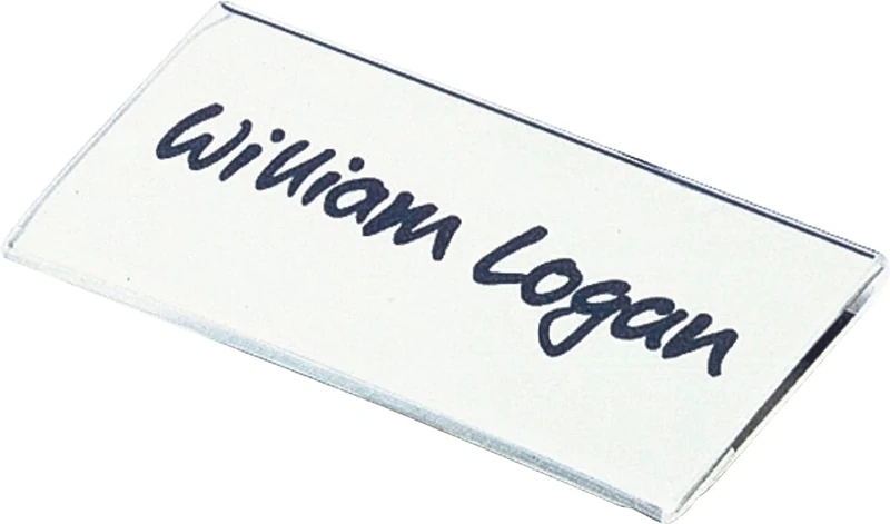 Durable Acrylic Clip & Pin Name Tag Badge Holders + Inserts - 25 Pack - 40x76mm - East to Attach and Use - Perfect for Events and Exhibitions