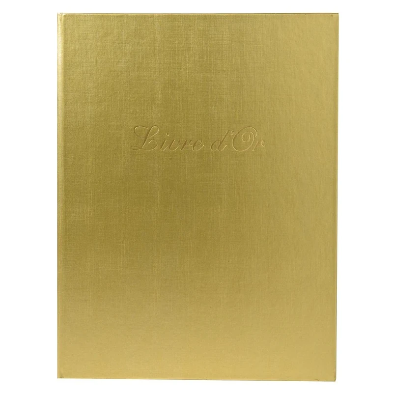 Exacompta - Ref. 4989E -1 Faux leather guest book - Vertical format: 27 x 22 cm - Gold edge with title in gold letters - 100 plain white pages - Colour: Gold