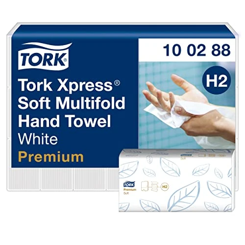 Tork Xpress Soft Multifold Hand Towels Premium Mfold 100288 - H2 Premium Paper Hand Towels with High-Absorbency - Large, 2-Ply, White - 21 x 110 Sheets