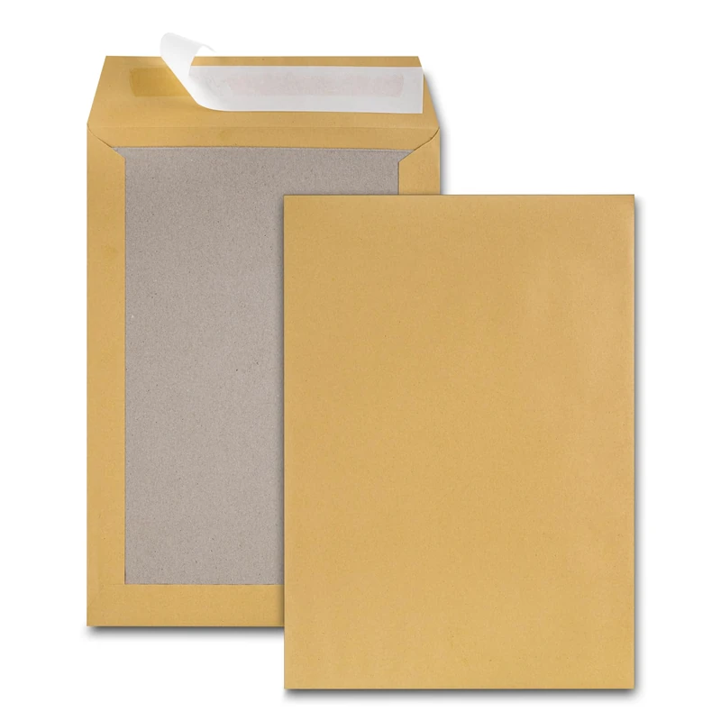 GPV Box of 100 Hard-Back Self-Adhesive Envelopes with Cardboard Back C4 120 g