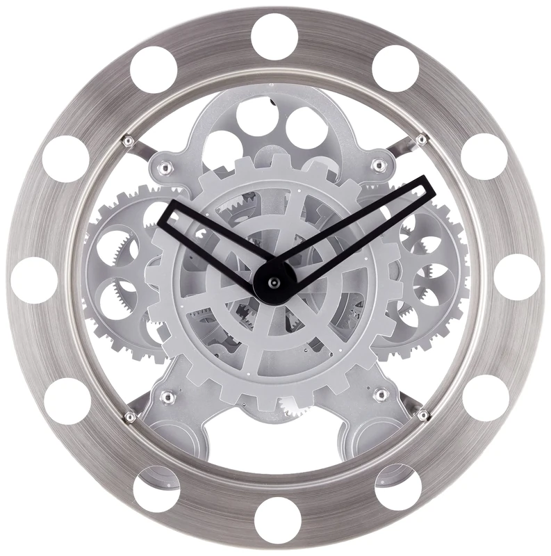 KIKKERLAND Gear Wall Clock, Nickel/White