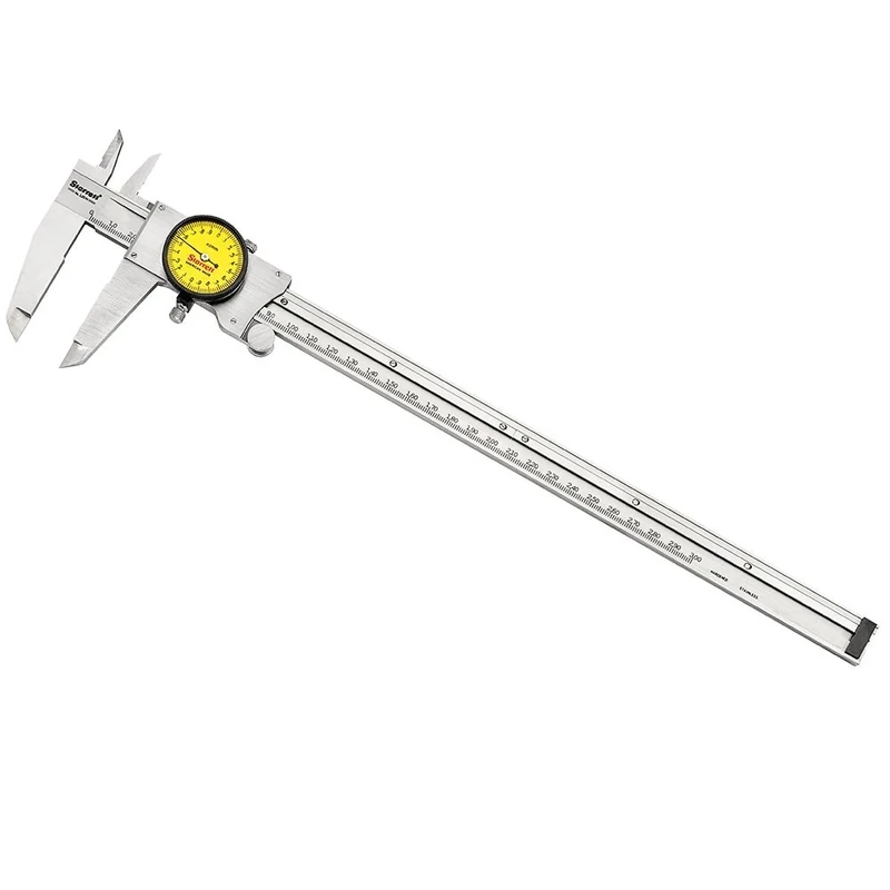 Starrett 120M-300 Dial Calliper, Stainless Steel, Yellow Face, 0-300 mm Range, +/-0.03 mm Accuracy, 0.02 mm Resolution