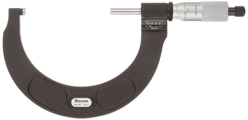 Starrett 216RL-5 Digital Outside Micrometer, Ratchet Stop, Lock Nut, 4-5" Range, 0.001" Graduation, +/-0.00015" Accuracy