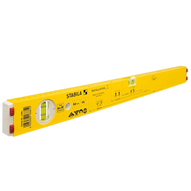 Stabila 16881/0 60 cm "Type 80 M Installation" Spirit Level - Yellow/Black
