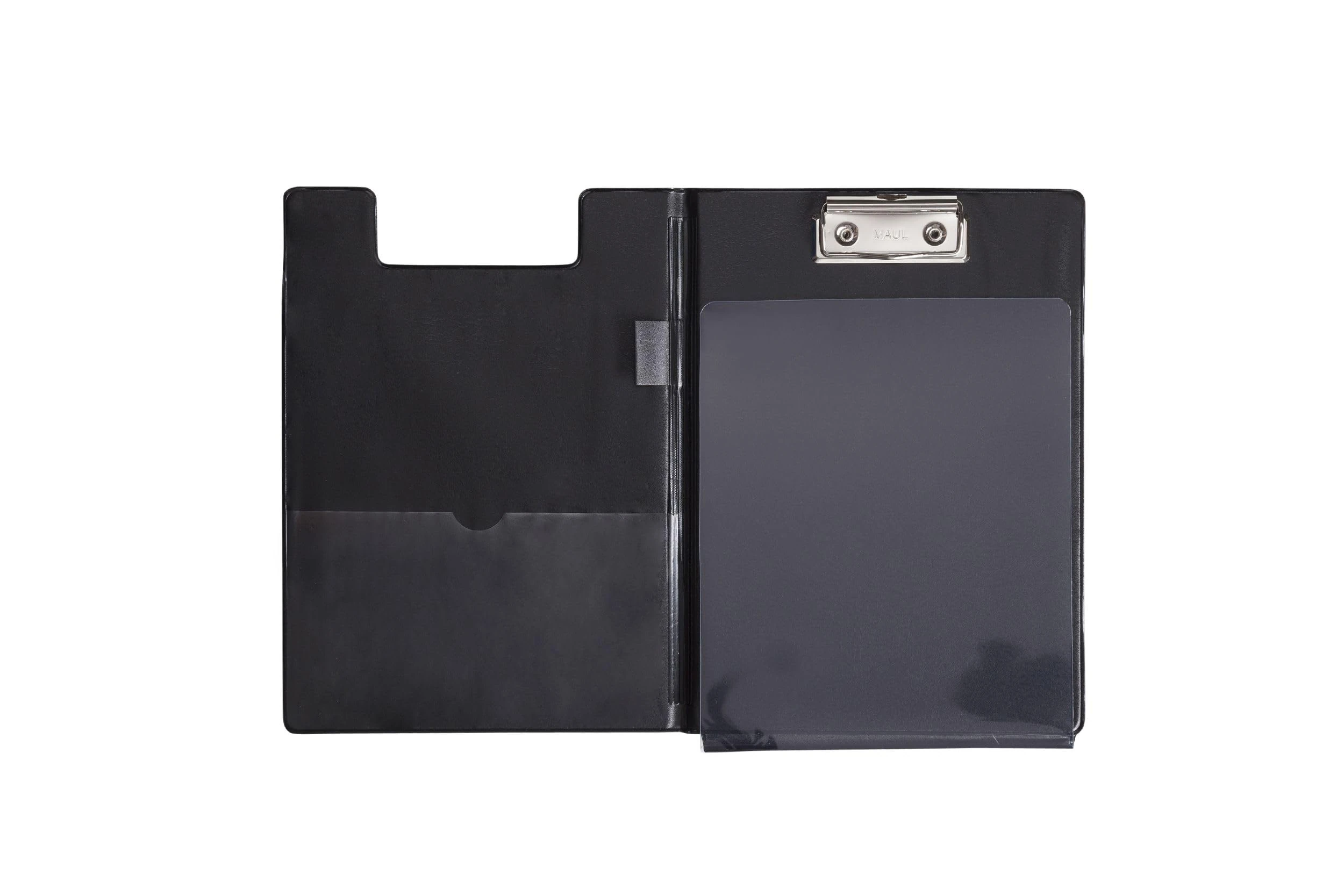 Maul Clipboard Folder with Foil Cover And Anti-Copying Protection, Din A5 High, Inside Pocket, 8 mm Clamping Width, Black, 2339790
