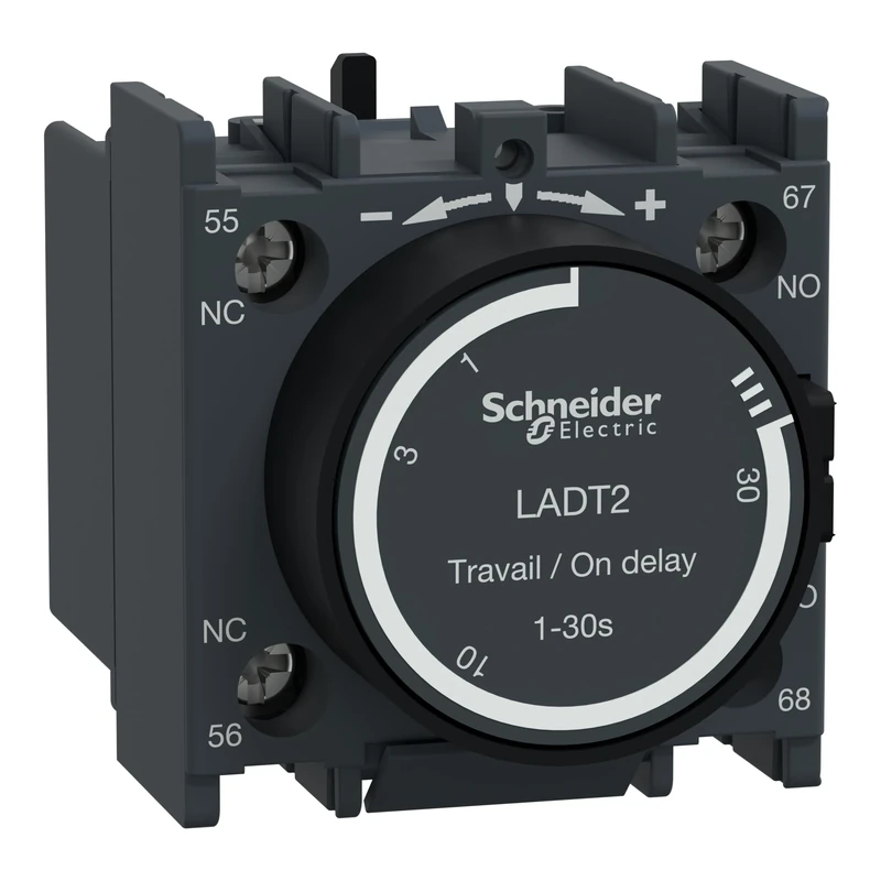 Schneider Electric, TeSys D - time delay auxiliary contact block - 1 NO + 1 NC screw clamp terminals, LADT2