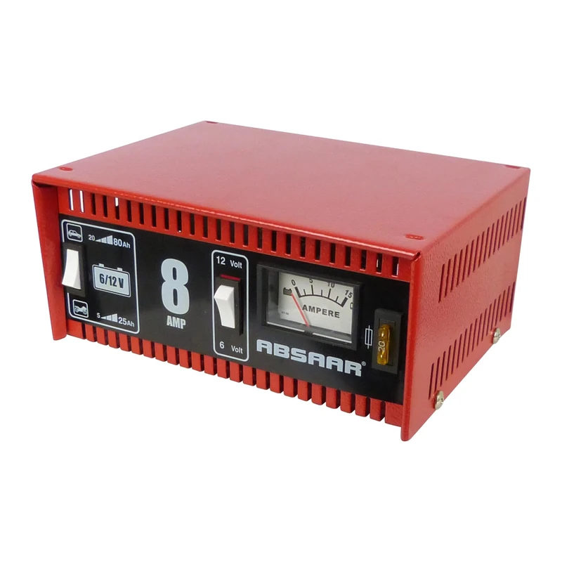 Absaar 77911 Battery Charger 8 AMP 6/12 V for Motorbikes, red