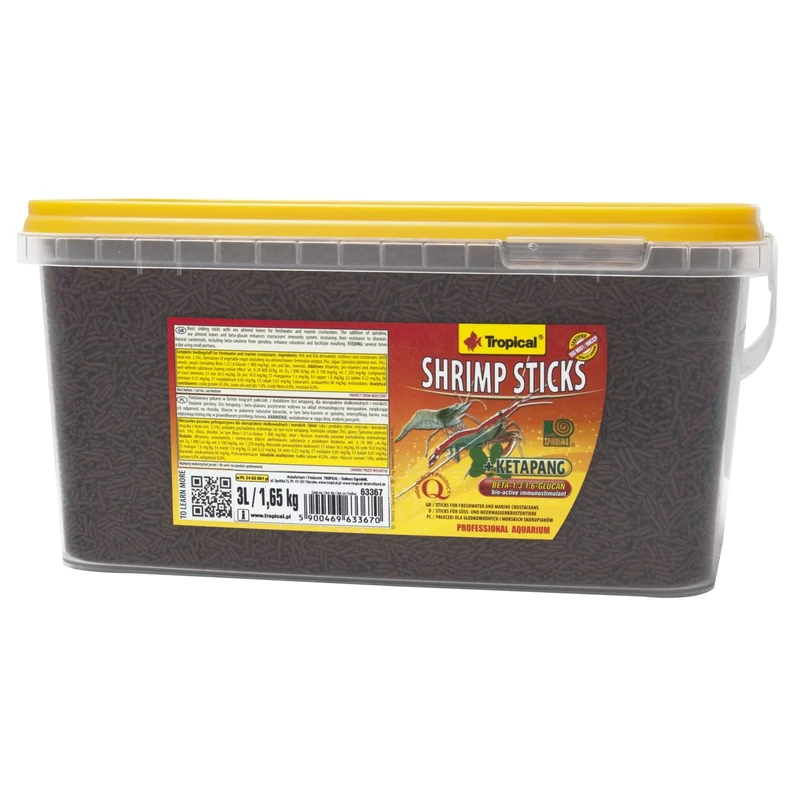 SHRIMP STICKS 3L / 1,65kg - sinking food for freshwater & marine crustaceans with spirulina & astaxanthin