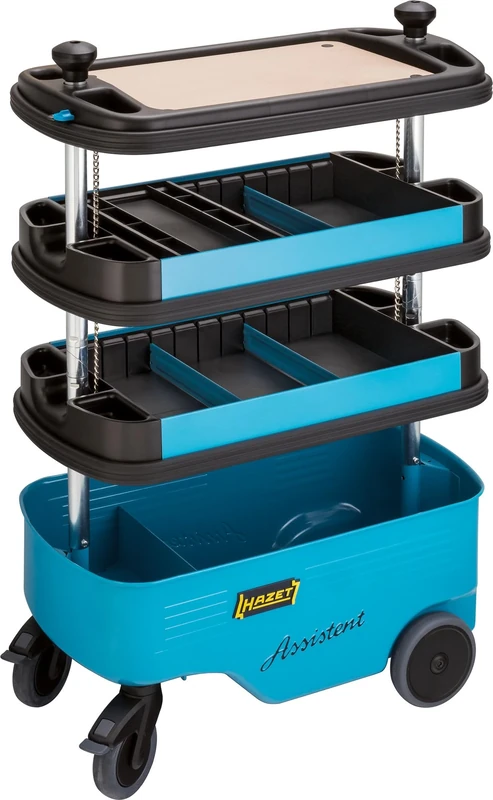 Carrello da officina HAZET 166C, Carrello per utensili, le colonne possono essere ruotate fino all'altezza minima (647 mm) per un trasporto salvaspazio, Capacità di carico totale (statica): 300 kg"