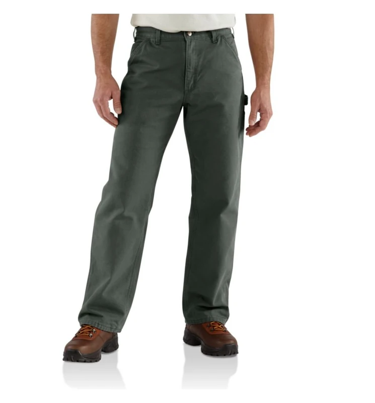 Carhartt Men's Washed Duck Dungaree Flannel Lined Work Pant - Green - 30W x 34L