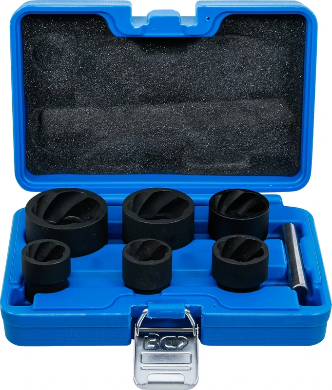 BGS 5268 | Twist Socket Set (Spiral Profile) / Screw Extractor | 12.5 mm (1/2") + 20 mm (3/4") Drive | 22 - 41 mm | 6 pcs.