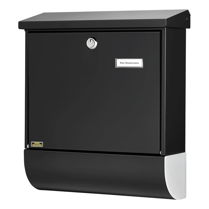 BURG-WÄCHTER, Set of Mailbox and Newspaper Holder, Slot Size A4, Galvanised Steel, Set Vario S, Black