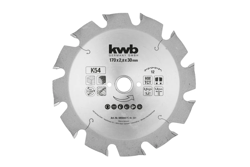 kwb Circular Saw Blade 135 x 20 mm, Made in Germany, Smooth, Especially for Battery Machines, Universal e.g. Metals, Wood and Plastics