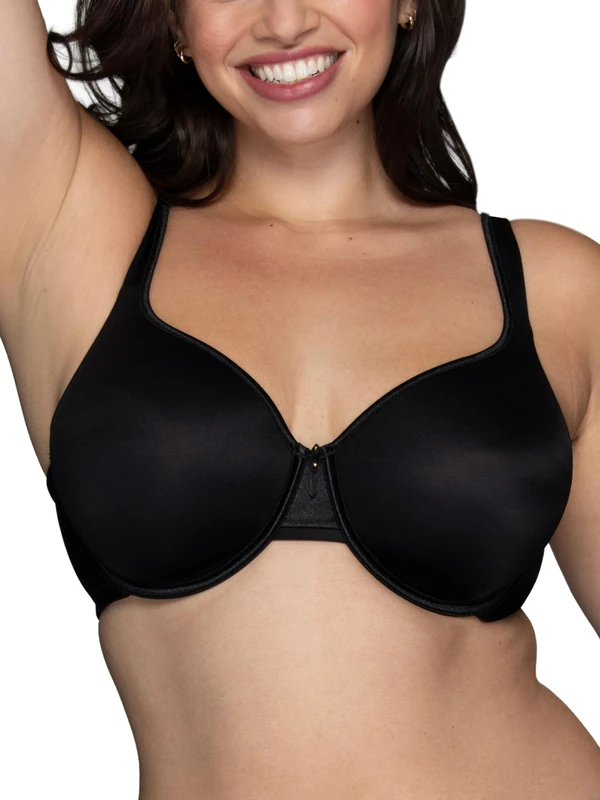 Vanity Fair Women's Bra with 2-Way Convertible Straps, Body Caress Full Coverage, Lightly Lined Cups Up to Dd, Underwire-Black, 38C