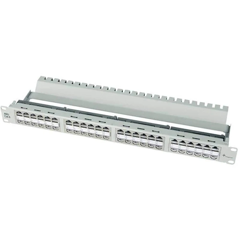 TELEGÄRTNER J02024A0007 Feed-Through Panel Cat.6+, 1U, 48 Ports, Light Grey