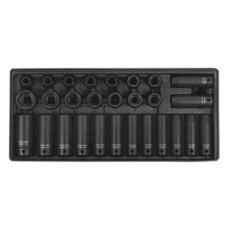 Sealey Tbt24 Tool Tray with Impact Socket Set 28Pc 1/2Sq Drive - Metric