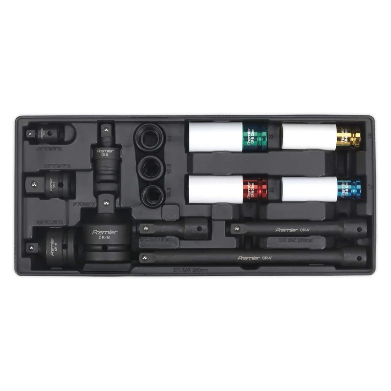 Sealey Tbt25 Tool Tray with Impact Socket and Adaptor Set 15Pc