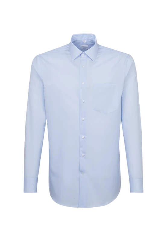 Seidensticker Men's Classic Long Sleeve Formal Shirt , Blue - Blau (hellblau 48) , Small (Manufacturer size : 38)