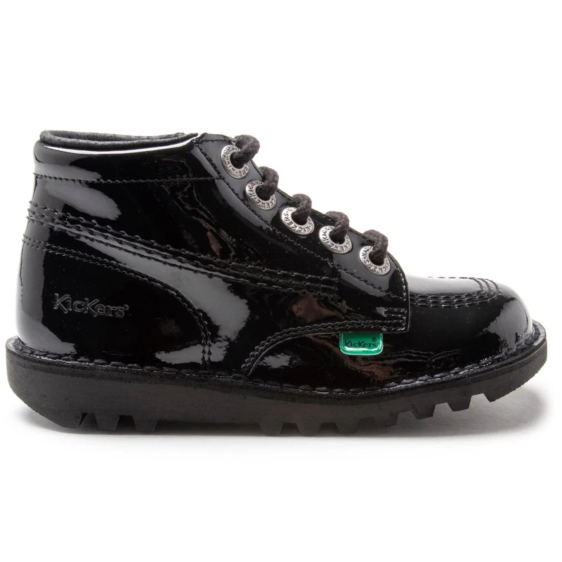 Kickers Kick Hi Niños I Core Negro Cuero Botas-UK 6 Niños