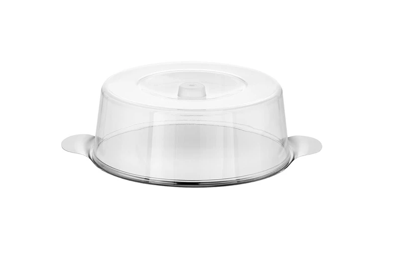 APS Cake Plate with Lid - High Quality Cake Plate Made of Stainless Steel Made in Germany - Durable and Stackable - 30 x 11 cm, Not Dishwasher Safe