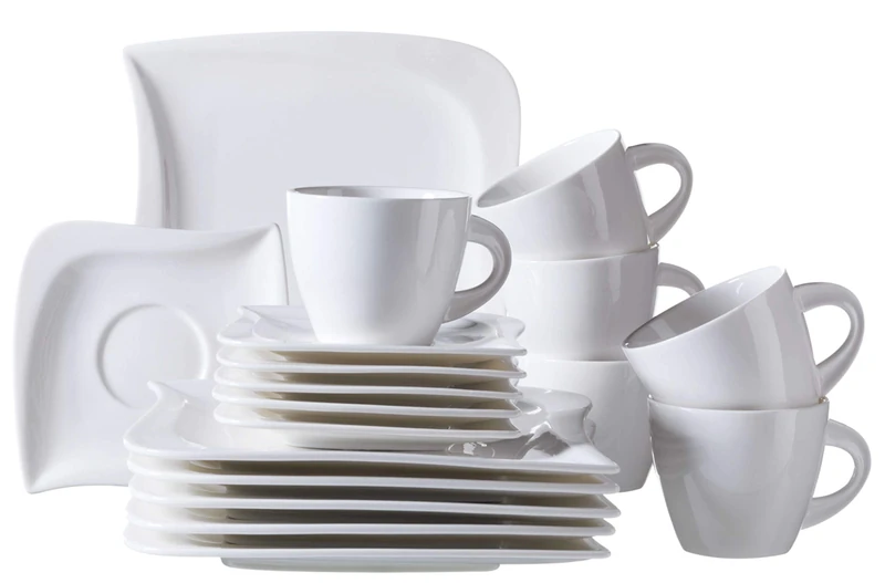 Mäser, La Musica Series, 18 Piece Coffee Set, Porcelain Mugs and Dessert Plates, Set for 6 People