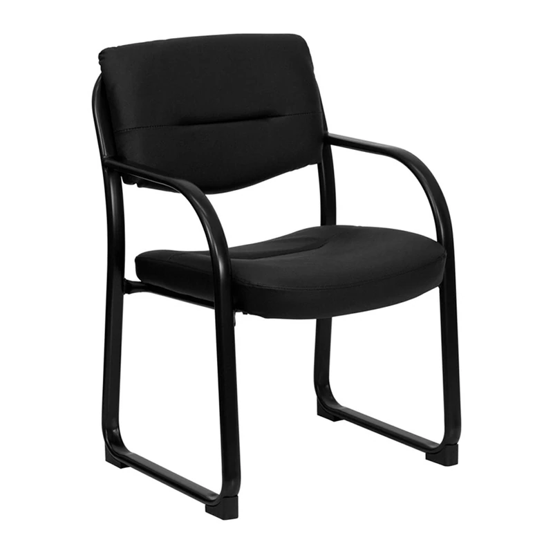 Flash Furniture Donny Black LeatherSoft Executive Side Reception Chair with Sled Base
