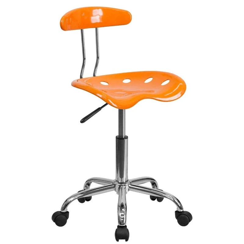 Flash Furniture Vibrant Orange and Chrome Swivel Task Office Chair with Tractor Seat