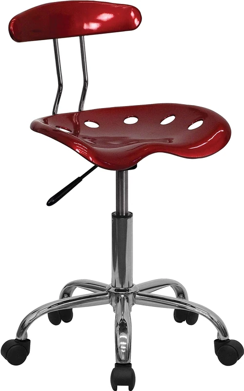 Flash Furniture Vibrant Wine Red and Chrome Swivel Task Office Chair with Tractor Seat