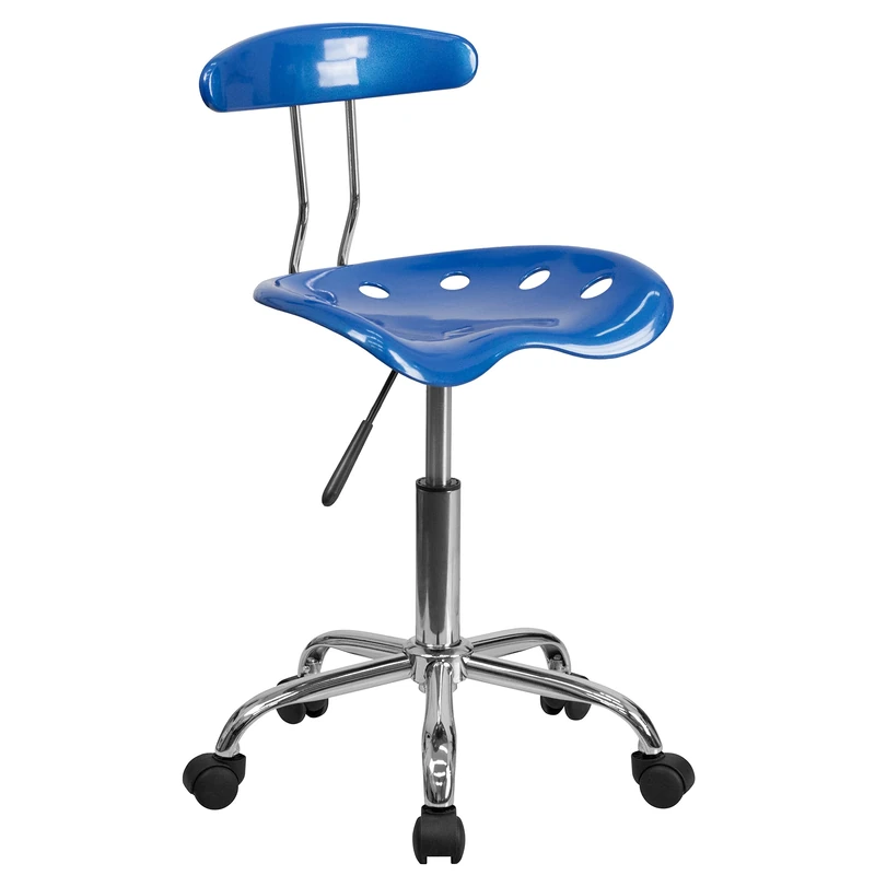 Flash Furniture Vibrant Bright Blue and Chrome Swivel Task Office Chair with Tractor Seat