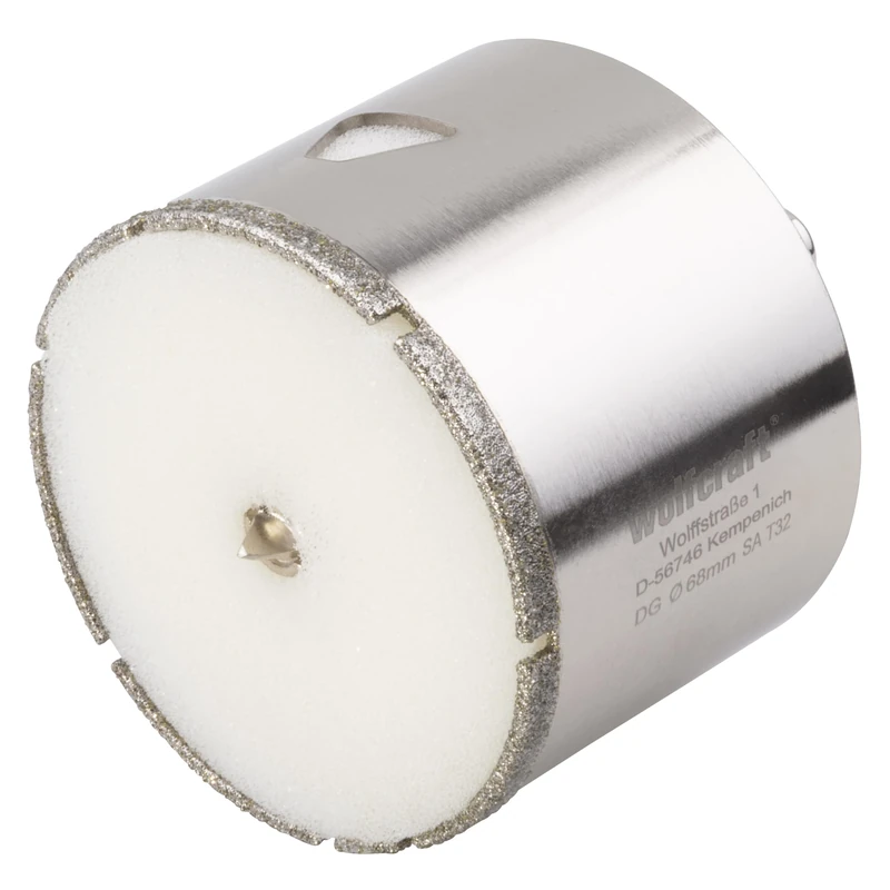 Wolfcraft 5931000 Diamond Ceramic Hole Saw accessory with 10 mm Shank and 68 mm Ø Sponge Included