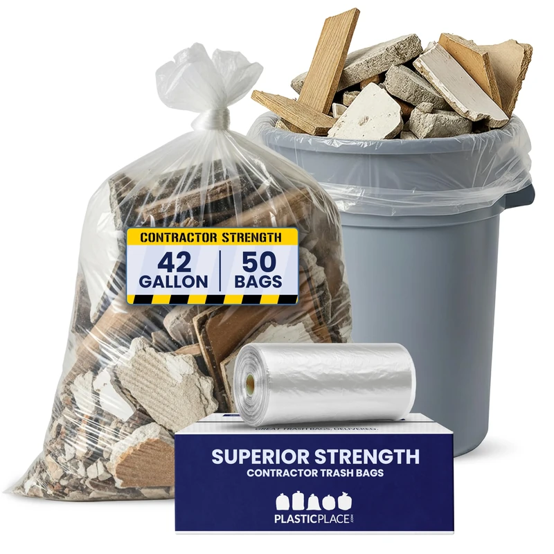 Plasticplace 42 Gallon Contractor Bags - 50 / Case - Clear by Plasticplace