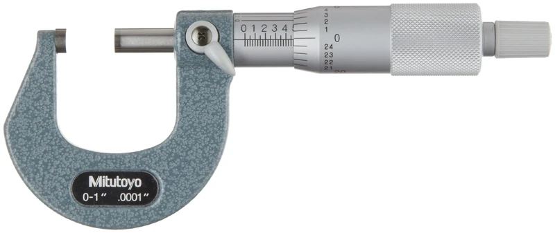Mitutoyo 103-260 Outside Micrometer, Baked-Enamel Finish, Ratchet Stop, 0-1" Range, 0.0001" Graduation, +/-0.0001" Accuracy