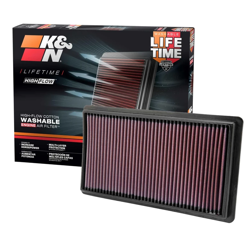 K&N Engine Air Filter: High Performance, Premium, Washable, Replacement Filter: Compatible with 2007-2019 Ford/Lincoln SUV and Compact V6/L4 (Explorer, Flex, Taurus, Edge, MKT, MKS), 33-2395
