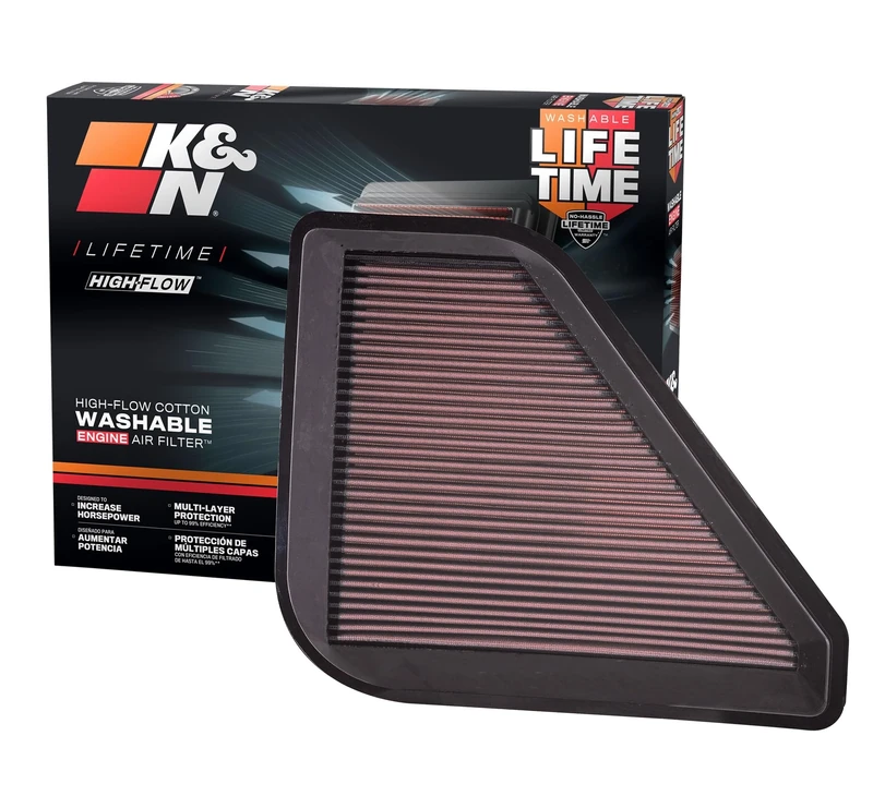 K&N Engine Air Filter: High Performance, Premium, Washable, Replacement Filter: Compatible with 2007-2017 Chevy/GMC/Buick/Saturn V6 3.6L (Traverse, Acadia, Enclave, Outlook), 33-2394