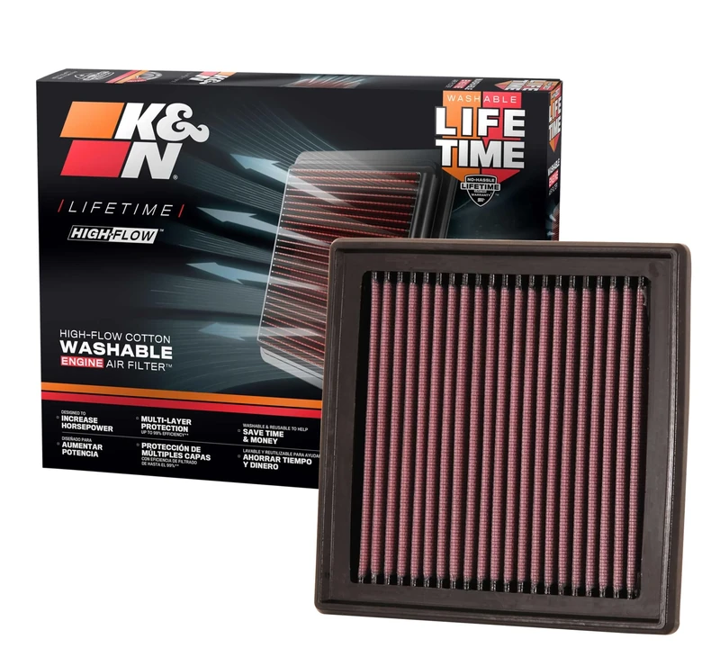 K&N Engine Air Filter: High Performance, Premium, Washable, Panel Filter: 2007-2019 (370Z, FairladyZ, Skyline 370 GT, QX50, Q40, Q60, G37, EX37), 33-2399, Erhöhte Leistung