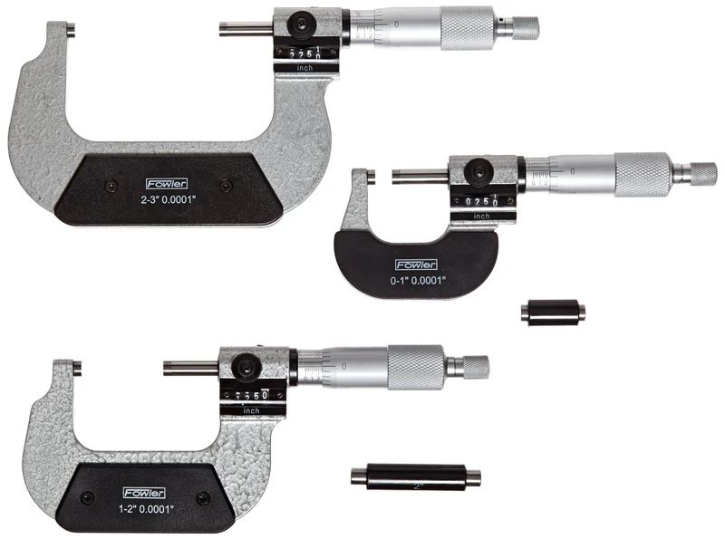 Fowler Full Warranty 0-3" Digit Counter Micrometer Set, 52-224-103-0.0001" Resolution, Ratchet thimble